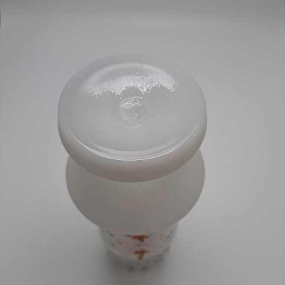 Vintage Hand-Painted Bristol Glass Vase With Ruffled Top & Floral Design - Picture 12 of 12